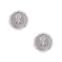 Σκουλαρίκια με λευκά μαργαριτάρια και βάση από ατσάλι με κλιπ - S126806